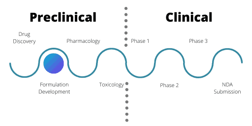image indicating that formulation development is the second phase of preclinical drug devlopment