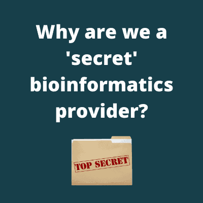 Text reads: Why is Fios Genomics a secret bioinformatics service provider?