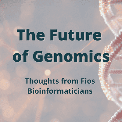 'The Future of Genomics' text over a picture of DNA